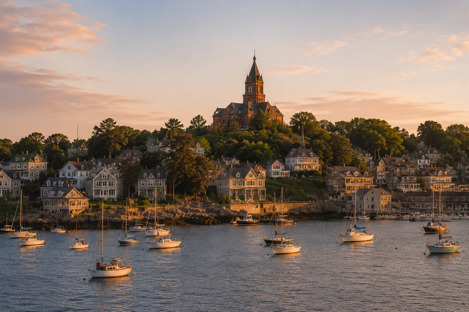 Marblehead harbor at golden hour